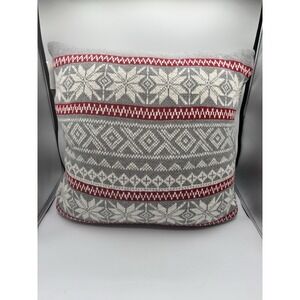 Christmas Decorative 20"x20" Down Pillow Gray White‎ Red Scandinavian Cotton